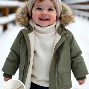 Cozy Pixies جاكيت باركا شتوي سميك مبطن حراري بأكمام طويلة وغطاء رأس للأطفال الذكور، كاجوال ومتعدد الاستخدامات
