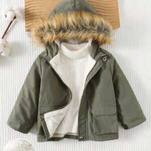 Cozy Pixies جاكيت باركا شتوي سميك مبطن حراري بأكمام طويلة وغطاء رأس للأطفال الذكور، كاجوال ومتعدد الاستخدامات
