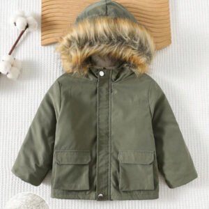 Cozy Pixies جاكيت باركا شتوي سميك مبطن حراري بأكمام طويلة وغطاء رأس للأطفال الذكور، كاجوال ومتعدد الاستخدامات