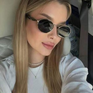 نظارة أوروبية وأمريكية جديدة بإطار معدني بيضاوي، نظارة أنيقة عتيقة متعددة الاستخدامات بطراز الشارع الأنيق للنساء