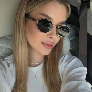نظارة أوروبية وأمريكية جديدة بإطار معدني بيضاوي، نظارة أنيقة عتيقة متعددة الاستخدامات بطراز الشارع الأنيق للنساء