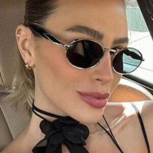 نظارة أوروبية وأمريكية جديدة بإطار معدني بيضاوي، نظارة أنيقة عتيقة متعددة الاستخدامات بطراز الشارع الأنيق للنساء
