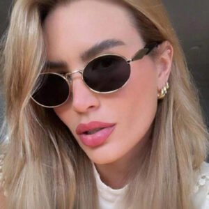 نظارة أوروبية وأمريكية جديدة بإطار معدني بيضاوي، نظارة أنيقة عتيقة متعددة الاستخدامات بطراز الشارع الأنيق للنساء
