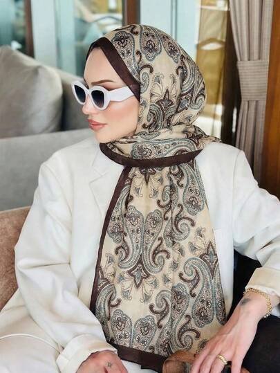قطعة واحدة من وشاح نسائي بطبعة بوهيمية بنقشة البيزلي، إكسسوار وشاح كاجوال للسيدات، للارتداء اليومي، زي حجاب عيد الحب، إكسسوار عباية، وشاح رأس ناعم