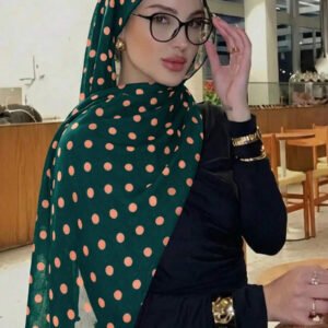 قطعة واحدة وشاح نسائي كاجوال مطبوع بتدرج لوني من الكاكي إلى الأبيض، متعدد الاستخدامات، يمكن استخدامه أيضًا كإكسسوار فستان