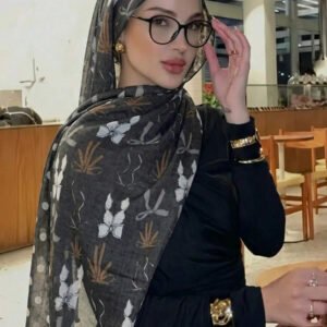 قطعة واحدة وشاح نسائي كاجوال مطبوع بتدرج لوني من الكاكي إلى الأبيض، متعدد الاستخدامات، يمكن استخدامه أيضًا كإكسسوار فستان