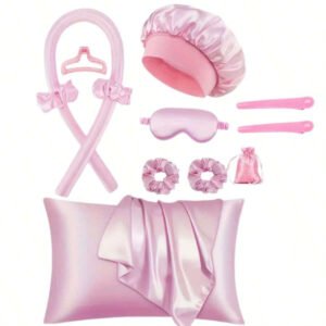 مجموعة أدوات النوم وتصفيف الشعر 12/10/6/4 قطع، تشمل مجعد الشعر، 1 غطاء وسادة، 1 قناع نوم، مجموعة قضبان تجعيد بدون حرارة، إكسسوارات الشعر